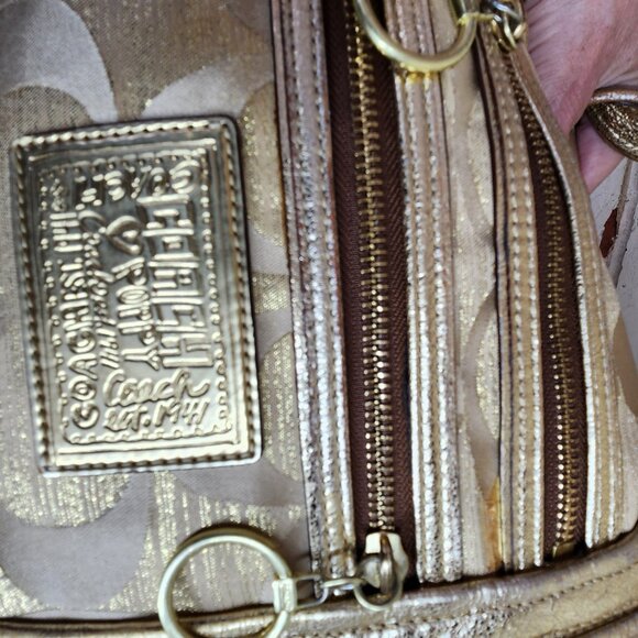 Coach Poppy Op Art Gold Signature C's Tote Bag Purse - Picture 11 of 16